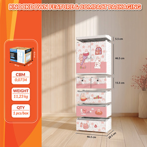 Nandos Rabbit 7 Tier Children Plastic Cabinet Drawer with <b>Keys</b> and Flat <b>Panel</b> Hinged Doors Suitable for Bedroom Organization - Product Image 5