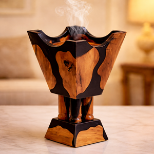 Brûleur de Bakhoor en bois de pin en résine époxy écologique fait à la main Encens Oud Madhkan Mubkhar Ramadan Eid Cadeaux Royal Artisans - Product Image 1