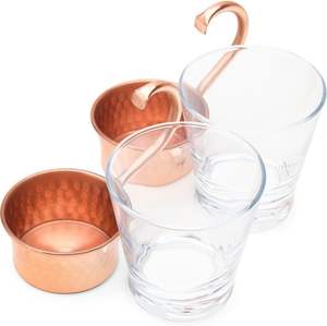 Ensemble de 4 mugs turcs pour mixologie avancée, base 100% cuivre pur et verre de qualité alimentaire, finition martelée - Product Image 6