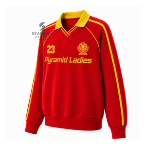Sweat-shirt de rugby universitaire pour femmes NSPDK, col polo, manches longues, broderie, pull décontracté, pull universitaire - Product Image 3