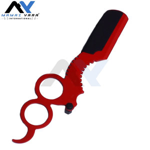 Rasoir droit Barber Cut Red Throat pour la barbe, lame noire, réutilisable, pour le rasage et l'entretien des poils du visage masculins - Product Image 6