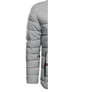 Veste d'hiver décontractée imperméable avec poches, personnalisable en gros, imprimée OEM, en polaire matelassée, col montant, logo frontal, pour hommes, option grandes tailles - Product Image 3