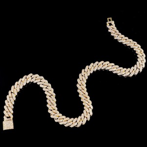 Collier chaîne unisexe haut de gamme en or plaqué or, avec pendentif personnalisé, serti griffe, taille brillant ronde, largeur 10mm, style Hiphop - Product Image 5