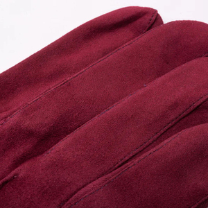 Customizable Luxury Genuine Maroon Suede Leather Winter Outdoor Touchscreen Plain Breathable Eco-Friendly Keeping <b>Warm</b> <b>Gloves</b> - Product Image 3