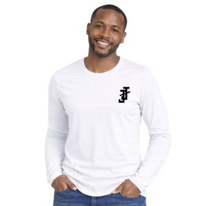 Camiseta Blanca de Manga Larga para Hombre con Cuello Redondo y Diseño de Letras Entrelazadas, Ropa Casual Cómoda para Uso Diario - Product Image 1