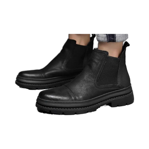 Botines de cuero negro con estilo superventas, ajuste cómodo y artesanía Premium, calzado de tobillo de moda - Product Image 1