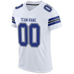 Maillot de football américain authentique personnalisé blanc royal et noir en mesh respirant pour l'entraînement des équipes de football américain - Product Image 2