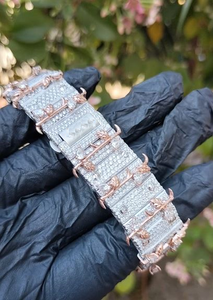 Reloj de Lujo Moderno Hip Hop con Bisel Cuadrado de Espinas, Chapado en Oro Rosa, Mecánico, de Acero Inoxidable, Caja de 8mm, con Diamantes Incrustados, para Unisex - Product Image 4