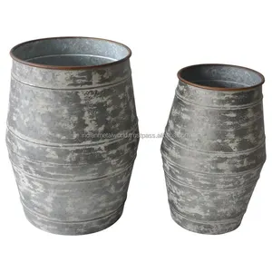 Metal crafted galvanized planters rustic finished flower buckets suppliers of modern planters at low price