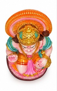 Estatua de Resina Hecha a Mano de Hanuman Ji en Posición Sentada, Escultura Colorida del Dios para Decoración del Hogar, Oficina y Templo en Diwali - Product Image 4
