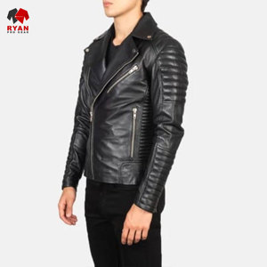 แจ็คเก็ตหนังผ้าระบายอากาศดีไซน์สั่งทำพิเศษสำหรับผู้ชาย ยี่ห้อ Ryan Pro Gear พร้อมบริการสกรีนโลโก้ตามแบบที่ต้องการ และดีไซน์กระเป๋า - Product Image 4