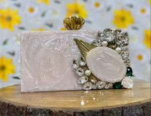 Pochette pour femme en résine pure, finition excellente pour les mariages et les fêtes, accessoires de mode féminins, sac à main coloré fait à la main - Product Image 4