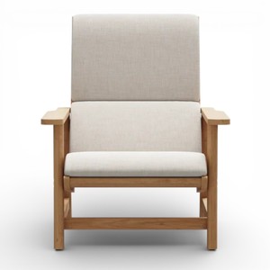 Sillón de Jardín de Madera de Teca Indonesia con Cojines de Tela Impermeable para Conjuntos de Muebles de Jardín y Patio de Lujo - Product Image 6