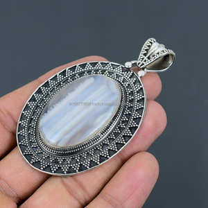 Colgante de Plata de Ley 925, piedra preciosa de ágata Botswana, colgante hecho a mano, colgante de diseñador, regalo para aniversario - Product Image 1