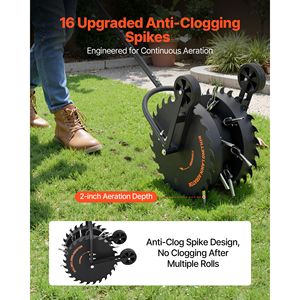 Aeratore Manuale per Prato con Ruote da 16,6 Pollici, Resistente alla Ruggine, con Denti Anti-Intasamento, per Giardino - Product Image 2
