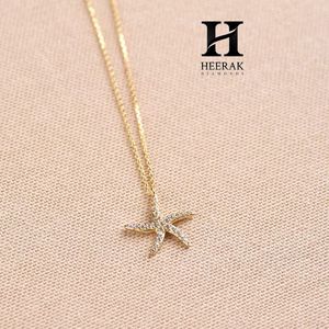 Fabricant de bijoux fins sur mesure, pendentif étoile de mer en or 14 carats avec diamants - Collier nautique élégant pour la vente en gros - Product Image 3
