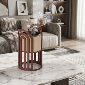 Sublimez votre espace avec ce brûleur d'encens moderne en métal en forme d'arche, doté d'un design élégant et d'une finition durable, une décoration idéale. - Product Image 6