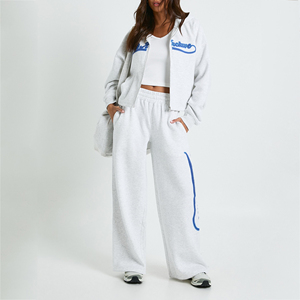 <b>Custom</b> Womens Zipper Tracksuit DTF OEM Personalized Casual Polyester Cotton Two Piece Set Jacket Pants Street Wear Clothing - Product Image 1