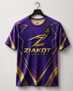 เสื้อยืดสีทองสีม่วงสีม่วงสีม่วงสำหรับผู้ชายดีไซน์ใหม่ตามสั่งจาก Ziakot Industry - Product Image 1