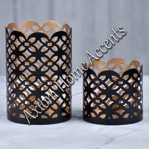 Axiom Home Accents Diseño geométrico moderno Juego de portavelas de madera Acabado elegante para Navidad Ocasiones especiales Incluye linternas - Product Image 3