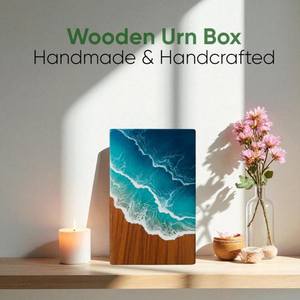 Urna Funeraria de Palisandro con Diseño de Resina Ola Oceánica, Recuerdo Conmemorativo - Product Image 6