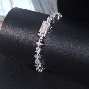 กำไลข้อมือโฮโลแกรมรูปดาวประดับเพชรโมอิสซาไนต์แบบไมโครเพฟ เงินแท้ 925 ของขวัญส่วนตัวสำหรับเขาและเธอ เครื่องประดับฮิปฮอป - Product Image 6