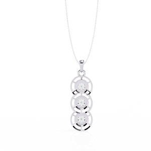 Collier pendentif en or blanc 14 carats pour femme avec triple pierre ronde en moissanite, bijou idéal pour cadeau ou soirée - Product Image 4