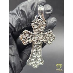 Exclusive Iced Out Christian Cross Pendant with <b>Large</b> Moissanite Diamond Stones and Hip Hop Chain Charm - Product Image 4