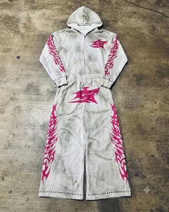 Custom Eco-Friendly Solid Streetwear Zip <b>Hoodie</b> Wide Leg Sweatpants Set Embroidered Letter Cross Graphic Oversized Minimal - Product Image 4