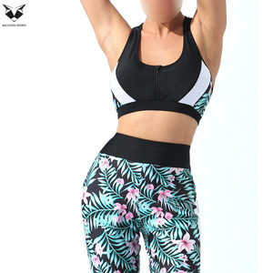 Conjunto Deportivo de Cintura Alta para Mujer, Diseño Floral, Leggings y Bra de Alta Elasticidad para Gimnasio, OEM ODM - Product Image 6