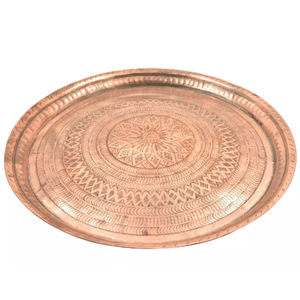 Vintage Copper Embossed Charger <b>Plate</b> Wedding Event Tableware <b>Decorative</b> Antique Metal Round Service Underplate Banquet Bulk Set - Product Image 5