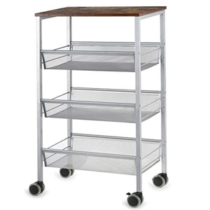 Carrito de Almacenamiento Metálico de Alta Calidad, 4 Niveles, Delgado, con Ruedas y Superficie de Madera, Ahorra Espacio, con Estantes Deslizables para Cocina - Product Image 4