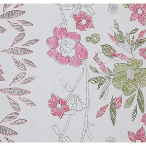 Ensemble de taies d'oreiller en coton brodé floral, 2 pièces, style pastoral, blanc, rose, vert, 400TC, sans plis, pour usage domestique - Product Image 3