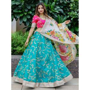 Bridesmaid Lehenga Choli in Blue <b>Sequins</b> Art Silk for Sangeet - Product Image 1