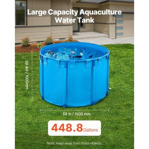 Azul 448,8 Gal capacidad plegable PVC estanque de peces equipo de acuicultura marco estable válvula de drenaje para la cría de peces dorados Koi - Product Image 2