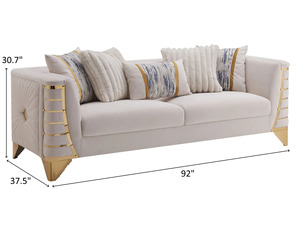 Royal Luxury Solid Teak Wood <b>Sofa</b> Set Classical 6 Seater Velvet Couch Gold Coffee <b>Side</b> <b>Table</b> Modern Art Deco Living Room Furnitu - Product Image 3