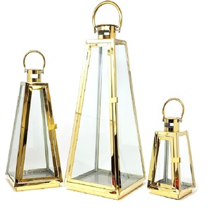 Luxurious Handmade Square <b>Metal</b> Different Size & Design Six Lanterns With Glass Panels For Home Living Room Durable Decoration - Product Image 5