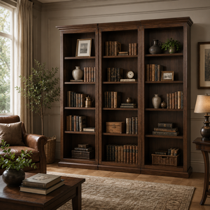 Modern <b>Solid</b> Teak <b>Wood</b> <b>Bookcase</b> & Display Cabinet for Living Room Home Office Hotel & Library-Luxury Wooden Furniture - Product Image 2