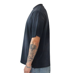 T-shirt en coton uni surdimensionné pour homme, manches courtes, style décontracté, teinture artisanale, style été - Product Image 2