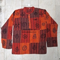 Kurta népalais de style bohème en coton indien, patchwork imprimé et dessiné à la main, LAXMANS KUR-048, vêtements unisexes indiens et pakistanais