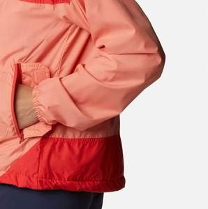 Chaqueta Cortavientos Deportiva Ligera para Mujer, Manga Larga, con Capucha y Cremallera, Ropa Exterior Informal, Color Rojo Coral, Cuello Desmontable en Contraste - Product Image 6