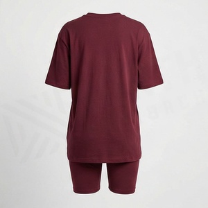 Conjunto de 2 Piezas para Mujer, Camiseta de Manga Corta de Color Sólido Tejida y Pantalones Cortos por Encima de la Rodilla, Cuello Redondo, Corte Holgado, Ropa Casual de Primavera/Verano - Product Image 2