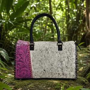 Bolsos de Hombro de Lujo Vintage de Diseñador, de Piel de Vacuno Genuina con Panel Floral, Cierre de Cremallera, Juego de Dos Correas, 3 Piezas - Product Image 4