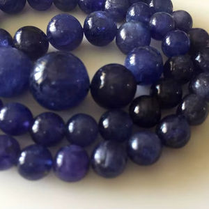 Perles rondes lisses en Tanzanite naturelle, forme et couleur rares, perles de Tanzanite en fil, pour la création de bijoux DIY - Product Image 1