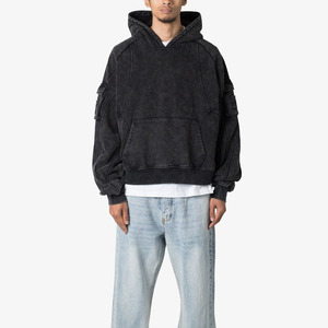 New Heavyweight Acid Wash Pullover Men's 500GSM 100% Cotton Hoodies with Breathable Panel Work Custom Logo Winter Fashion - Product Image 1