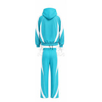 Ensemble de survêtement personnalisé avec logo, coloris turquoise et blanc, 100 % coton, sweat à capuche entièrement zippé 450 g/m² et pantalon