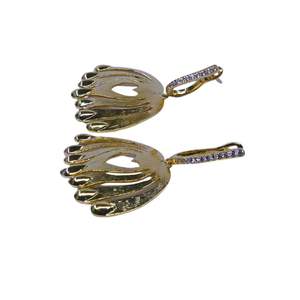 Bijoux en argent sterling 925 plaqué or pour femmes, parfaits pour les occasions spéciales, avec texture d'ailes, ensemble de boucles d'oreilles tendance - Product Image 3