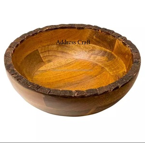 Precio al por mayor: Platos de servir fruta de madera pulida con pedestal, decoración de mesa, cuenco con base de madera de mango, soporte para tartas, utensilios de cocina para fiestas - Product Image 6