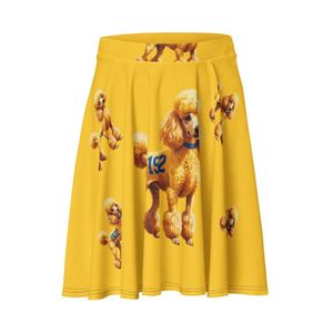 Pretty Poodle Yellow Skater <b>Skirt</b> Women High Waist <b>Flared</b> Pleated A Line Mini <b>Skirt</b> Casual Sorority Style Fashion Party College - Product Image 2