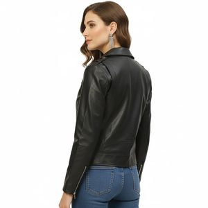 High Street Biker Leather Jacket Hottie Women's Hooded Coat Waist Pleated Baggy Crop Top Short Leather Jacket for Women - Product Image 2